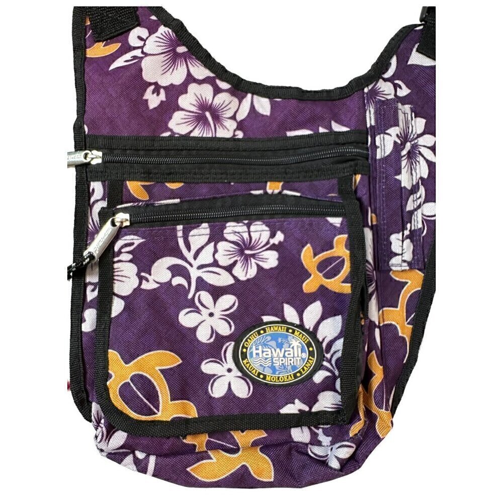 Hawaii Spirit Crossbody Bag Purple Tropical Print - EUC